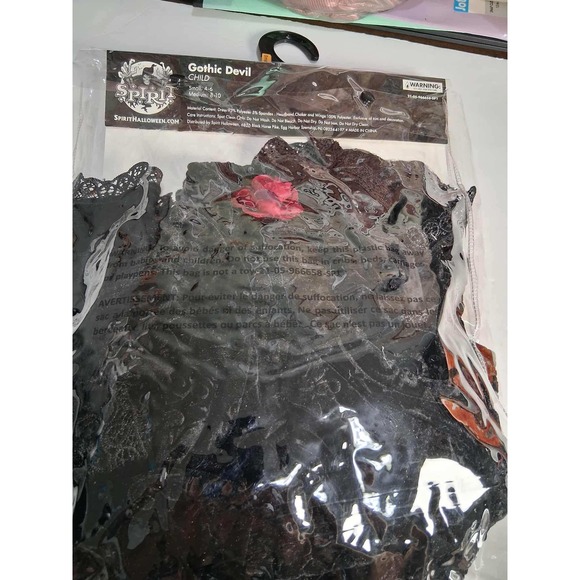 Spirit Halloween Gothic Devil‎ Costume Velvet Dress Wings Headband Child Small - Picture 13 of 14